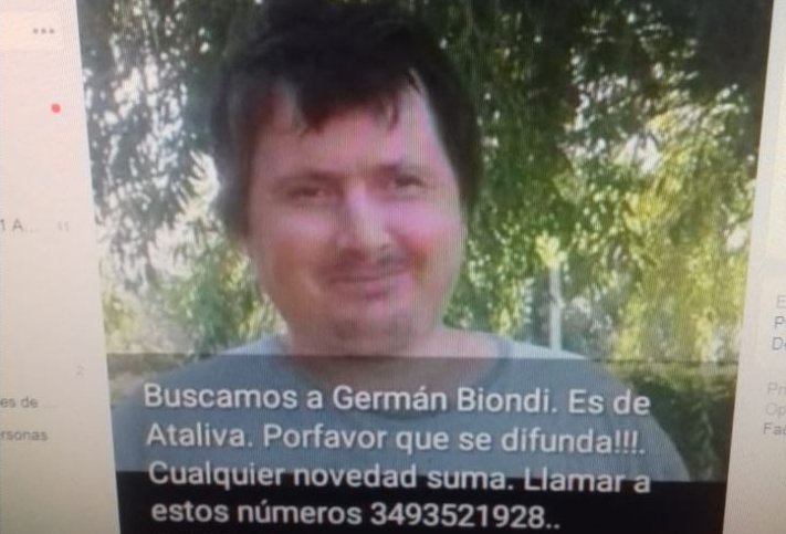 Ataliva: Unas 30 personas siguen buscando a Germán Biondi