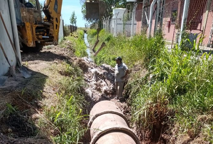Morteros: Realizan importante entubado a la vera de ruta 1