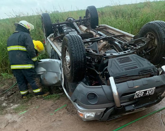 Automovilista con lesiones reservadas al accidentarse en Brinkmann
