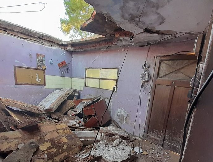 Se derrumbó el techo de una vivienda en Balnearia