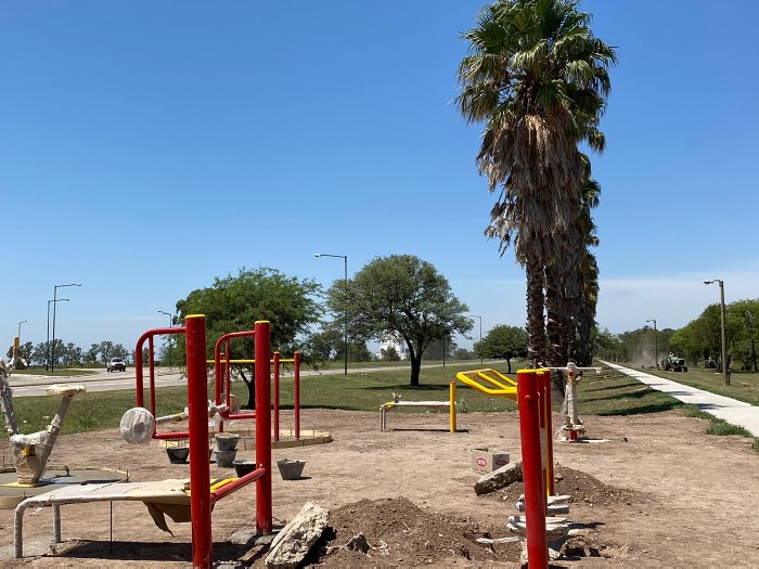 Avanza la construcción de la Estación Saludable en la ciclovía sur de Morteros