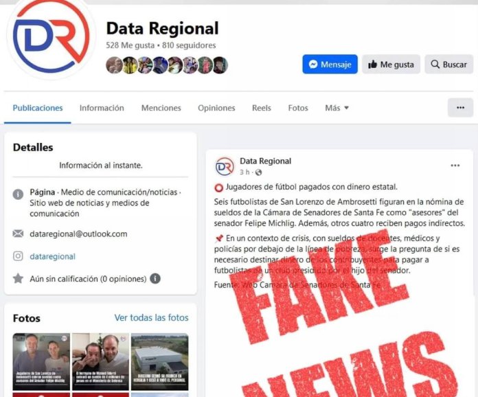 Michlig desmintió una publicación donde se lo acusa de pagar sueldos de futbolistas