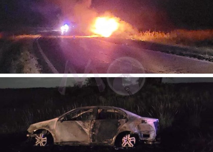 Un auto se incendió en Ruta 280 entre Eusebia y Aldao