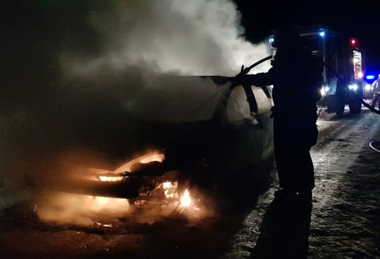 El fuego destruyó un auto en Col. Milessi