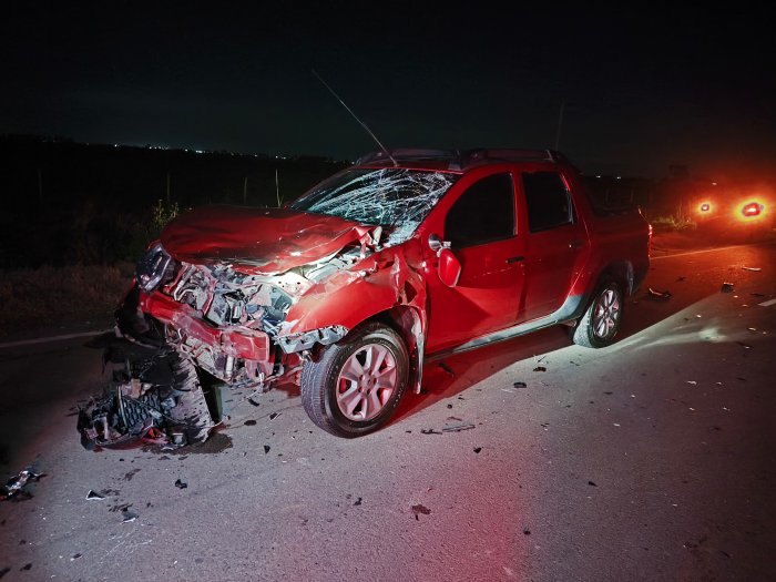 Accidente en el camino a Colonia San Pedro: Una camioneta chocó contra un vacuno