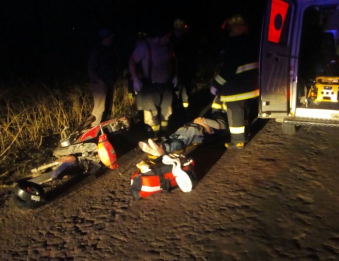 Suardi: Un hombre lesionado al caerse con su moto